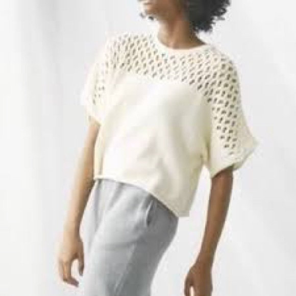 Wol Hide Sweaters - Wol Hide Women’s White Oversized Cropped Knot Organic Cotton Sweater, size M/L